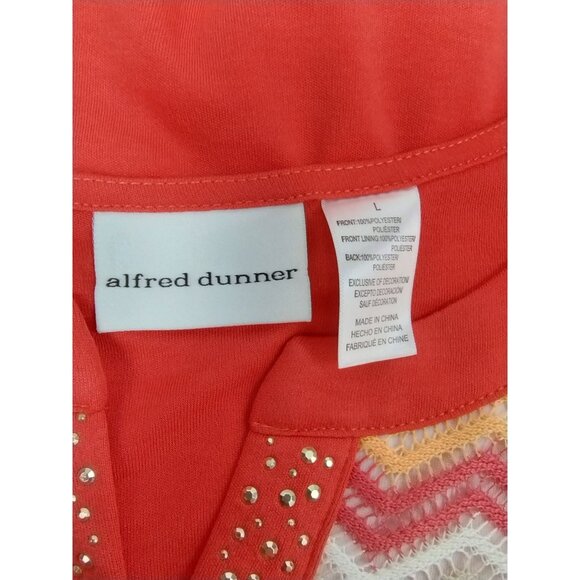 Alfred Dunner Womens Large Chevron Zigzag Knit Top With Studded Neckline - Picture 5 of 8